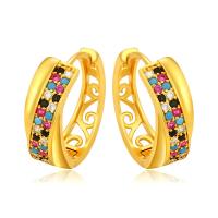 Zinc Alloy Huggie Hoop Earring, Donut, gold color plated, fashion jewelry & for woman & with rhinestone 
