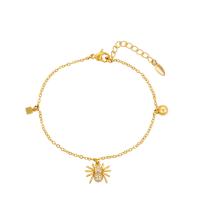 Zinc bracelets en strass en alliage , alliage de zinc, avec 3.3cm chaînes de rallonge, araignée, Placage de couleur d'or, bijoux de mode & réglable & pour femme & avec strass, doré, 12mm Environ 17 cm, Vendu par PC