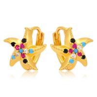 Zinc Alloy Huggie Hoop Earring, Star, gold color plated, fashion jewelry & for woman & with rhinestone 
