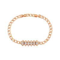 Zinc bracelets en strass en alliage , alliage de zinc, avec 2cm chaînes de rallonge, Placage de couleur d'or, bijoux de mode & pour femme & avec strass, doré, 10mm Environ 17 cm, Vendu par PC
