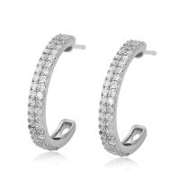 Zinc Alloy Stud Earring, Letter C, platinum color plated, fashion jewelry & micro pave cubic zirconia & for woman, platinum color 