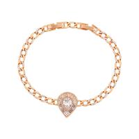 Zinc Alloy Rhinestone Bracelets, with 2cm extender chain, Teardrop, gold color plated, fashion jewelry & for woman & with rhinestone, golden, 14mm Approx 17.5 cm 