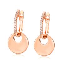 Zinc Alloy Rhinestone Drop Earring, Flat Round, rose gold color plated, fashion jewelry & for woman & with rhinestone, rose gold color 