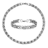 Stainless Steel Chain Necklace, 304 Stainless Steel, Vacuum Ion Plating, 2 pieces & for man Approx 22 cm, Approx 55 cm 