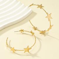 Zinc Alloy Hoop Earring, with Iron, gold color plated, fashion jewelry & for woman 