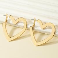 Zinc Alloy Stud Earring, Iron, Heart, gold color plated, fashion jewelry & for woman & hollow 