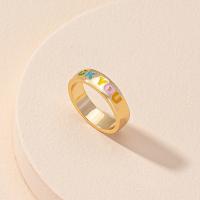 Эмаль цинкового сплава кольцо, цинковый сплав, плакирован золотом, ювелирные изделия моды & Женский & эмаль, 18.13mm, размер:8, продается PC
