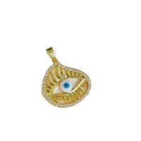 Fashion Evil Eye Pendant, Brass, gold color plated, micro pave cubic zirconia & for woman & enamel 