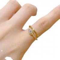 Цирконий Micro Pave Латунь палец кольцо, плакирован золотом, Регулируемый & инкрустированное микро кубического циркония & Женский, Много цветов для выбора, внутренний диаметр:Приблизительно 19mm, 2ПК/сумка, продается сумка