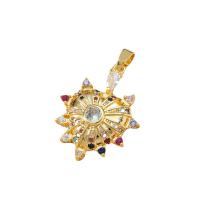 Cubic Zirconia Micro Pave Brass Pendant, with Cubic Zirconia, Heart, gold color plated, for woman 
