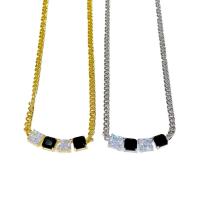 Rhinestone Brass Necklace, with 6cm extender chain, plated, for woman & with rhinestone 41mm Approx 42 cm 