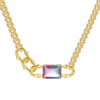 Brass Cubic Zirconia Necklace, with Cubic Zirconia, plated, for woman Approx 45-50 cm 