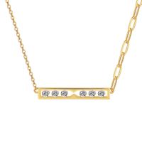 Rhinestone Brass Necklace, plated, for woman & with rhinestone Approx 45-50 cm 