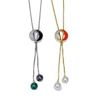 Harz Messing Halskette, mit Kunststoff Perlen, plattiert, für Frau & Emaille & mit Strass, keine, 80mm, Länge:ca. 70.5 cm, verkauft von PC
