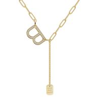 Harz Messing Halskette, Buchstabe B, plattiert, für Frau & mit Strass, keine, Länge:ca. 45-50 cm, verkauft von PC
