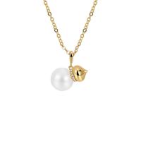 Harz Messing Halskette, mit Kunststoff Perlen, Kalebasse, plattiert, für Frau & mit Strass, keine, Länge:ca. 45-50 cm, verkauft von PC