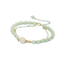 Jade Bracelets, Hetian Jade, with Brass, Rabbit, gold color plated, for woman, light green Approx 18.5 cm 