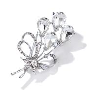 Crystal Brooch, Zinc Alloy, with Crystal, Bouquet, fashion jewelry & micro pave cubic zirconia & for woman, silver color 
