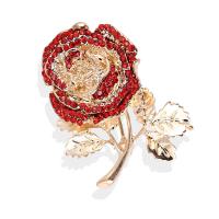 Rhinestone Zinc Alloy Brooch, Flower, fashion jewelry & for woman & with rhinestone 