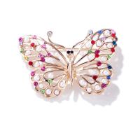 Rhinestone Zinc Alloy Brooch, with Plastic Pearl, Butterfly, plated, fashion jewelry & for woman & with rhinestone 
