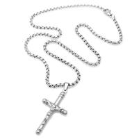 Stainless Steel Jewelry Necklace, 304 Stainless Steel, Cross, fashion jewelry & for man, original color Approx 23.62 Inch 