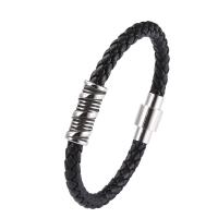 PU Leather Cord Bracelets, with 316 Stainless Steel & Unisex 6mm 