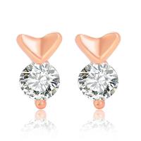 Zinc Alloy Rhinestone Stud Earring, Heart, rose gold color plated, fashion jewelry & for woman & with rhinestone, rose gold color 