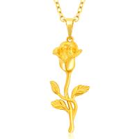 Zinc Alloy Flower Pendants, Rose, gold color plated, DIY, golden 