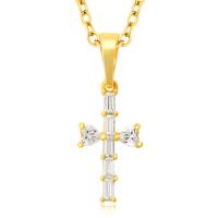 Colgantes de Aleación de Zinc en Forma Cruces, chapado en color dorado, Bricolaje & con diamantes de imitación, dorado, 9x22mm, Vendido por UD
