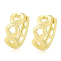 Zinc Alloy Huggie Hoop Earring, Star, gold color plated, fashion jewelry & for woman & hollow, golden 