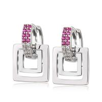 Zinc Alloy Rhinestone Drop Earring, Square, platinum color plated, fashion jewelry & for woman & with rhinestone 