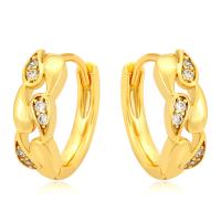 Zinc Alloy Huggie Hoop Earring, gold color plated, fashion jewelry & for woman & with rhinestone, golden 