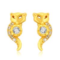 Zinc Alloy Rhinestone Stud Earring, Fox, gold color plated, fashion jewelry & for woman & with rhinestone, golden 