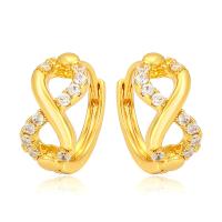 Zinc Alloy Huggie Hoop Earring, Number 8, gold color plated, fashion jewelry & micro pave cubic zirconia & for woman, golden 