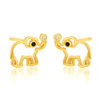Zinc Alloy Rhinestone Stud Earring, Elephant, gold color plated, fashion jewelry & for woman & with rhinestone, golden 
