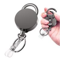 Zinc Alloy Badge Holder, with 304 Stainless Steel, Unisex & retractable, black 