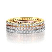 Cubic Zirconia Micro Pave Brass Finger Ring, plated, three pieces & micro pave cubic zirconia & for woman, US Ring 
