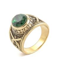 Нержавеющая сталь Rhinestone палец кольцо, Нержавеющая сталь 304, вакуумное покрытие, разный размер для выбора & Мужский & со стразами, Много цветов для выбора, продается PC