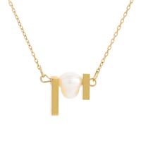 Titan Schmuck Halskette, Titanstahl, mit Kunststoff Perlen, mit Verlängerungskettchen von 1.96 inch, goldfarben plattiert, für Frau, 13x13mm, Länge:ca. 16.53 ZollInch, verkauft von PC