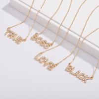 Rhinestone Zinc Alloy Necklace, gold color plated, fashion jewelry & for woman & with rhinestone Approx 23.62 Inch 