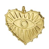 Mode Evil Eye Pendentif, laiton, coeur, Placage de couleur d'or, bijoux de mode & DIY & motif de mauvais œil, doré Environ 3mm, Vendu par PC