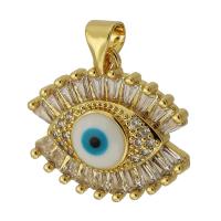 Mode Evil Eye Pendentif, laiton, Mauvais œil, Placage de couleur d'or, bijoux de mode & DIY & pavé de micro zircon & émail, doré Environ 3mm, Vendu par PC
