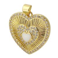Cubic Zirconia Micro Pave Brass Pendant, Heart, gold color plated, fashion jewelry & DIY & micro pave cubic zirconia & enamel, golden Approx 3mm 