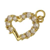 Colgante de Micro Pavé de Zirconía Cúbica, metal, Corazón, chapado en color dorado, Joyería & Bricolaje & micro arcilla de zirconia cúbica, dorado, 21x15x3mm, agujero:aproximado 3mm, Vendido por UD