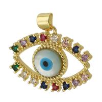 Mode Evil Eye Pendentif, laiton, Mauvais œil, Placage de couleur d'or, bijoux de mode & DIY & pavé de micro zircon & émail, multicolore Environ 3mm, Vendu par PC