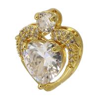 Cubic Zirconia Micro Pave Brass Pendant, Heart, gold color plated, fashion jewelry & DIY & micro pave cubic zirconia, two different colored Approx 1.5mm 