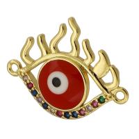 Evil Eye Jewelry Connector, Brass, gold color plated, fashion jewelry & DIY & micro pave cubic zirconia & enamel, multi-colored Approx 1mm 