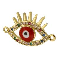 Evil Eye Jewelry Connector, Brass, gold color plated, fashion jewelry & DIY & micro pave cubic zirconia & enamel, multi-colored Approx 1mm 