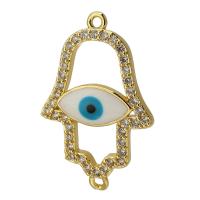 Evil Eye Jewelry Connector, Brass, gold color plated, fashion jewelry & DIY & evil eye pattern & micro pave cubic zirconia & enamel, multi-colored Approx 1mm 