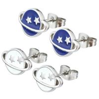 Stainless Steel Stud Earring, 304 Stainless Steel, for woman & enamel 